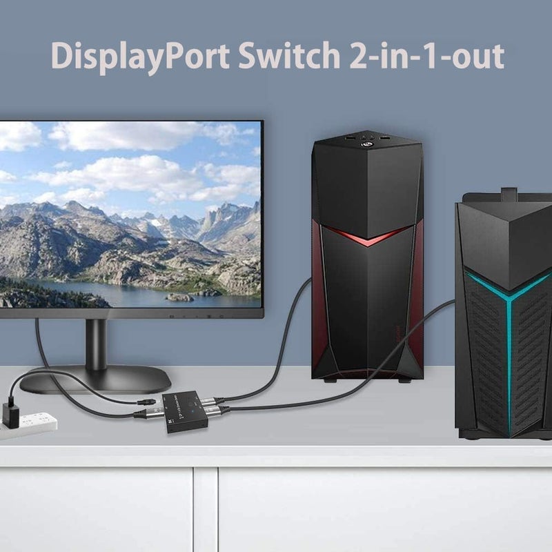 Angusplay DisplayPort Switch Box 2-in-1-out 8K@30Hz 4K@120Hz DisplayPort 1.4 Switcher Compatible with PC, Laptop, Monitor, Gaming, TV - Image 5